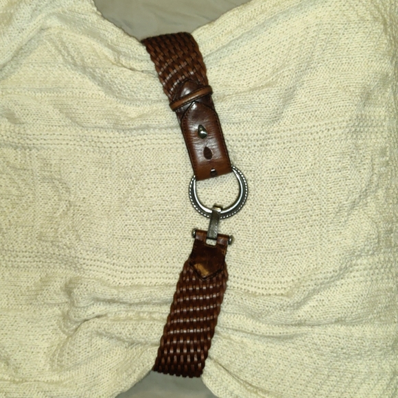 Vintage 90s Braided Leather Belt Large Buckle Western 2" width - Picture 11 of 11